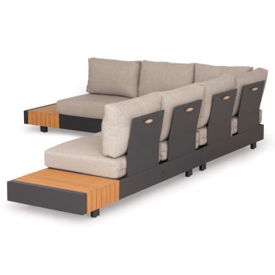 OUTDOOR CORNER LOUNGE SET 4PCS ADHARA SM6189 ALUMINUM-OLEFIN FABRIC-SINTERED STONE