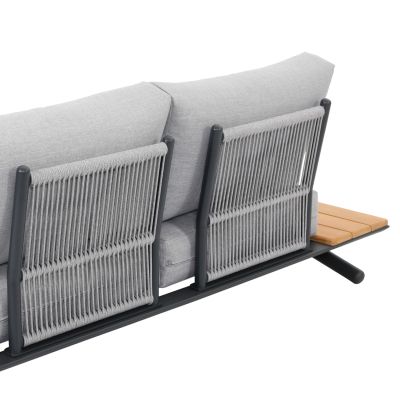 OUTDOOR CORNER LOUNGE SET 5PCS MEILANI SM6190 ALUMINUM-EUCALYPTUS WOOD-ROPE