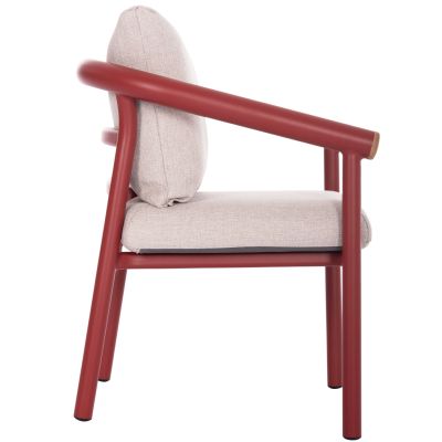 DINING CHAIR SERIES EUTOPIA SM6239.05 ALUMINUM IN RED-BEIGE OLEFIN FABRIC 62x66x78Hcm.