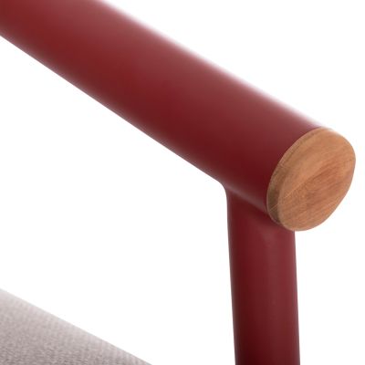 DINING CHAIR SERIES EUTOPIA SM6239.05 ALUMINUM IN RED-BEIGE OLEFIN FABRIC 62x66x78Hcm.