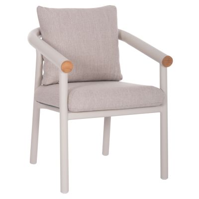 DINING CHAIR SERIES EUTOPIA SM6239.02 CREAM WHITE ALUMINUM-BEIGE OLEFIN FABRIC 62x66x78Hcm.