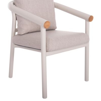 DINING CHAIR SERIES EUTOPIA SM6239.02 CREAM WHITE ALUMINUM-BEIGE OLEFIN FABRIC 62x66x78Hcm.