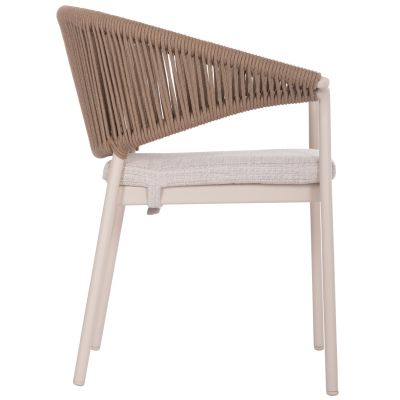 ALUMINUM DINING CHAIR STELLAR SM6320 IVORY FRAME & CUSHION-NATURAL ROPE 64,5x60x78,5Hcm