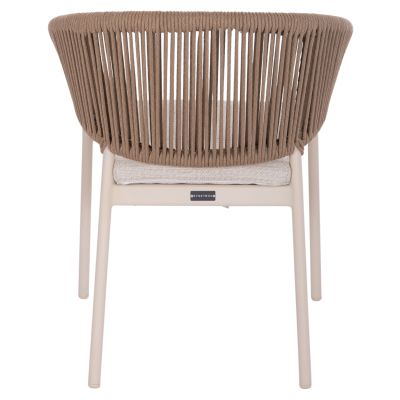 ALUMINUM DINING CHAIR STELLAR SM6320 IVORY FRAME & CUSHION-NATURAL ROPE 64,5x60x78,5Hcm