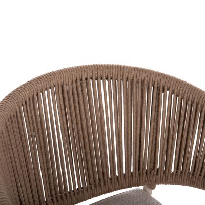 ALUMINUM DINING CHAIR STELLAR SM6320 IVORY FRAME & CUSHION-NATURAL ROPE 64,5x60x78,5Hcm