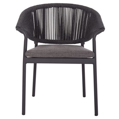 ALUMINUM DINING CHAIR STELLAR SM6320.02 ANTHRACITE FRAME & CUSHION-NATURAL ROPE 64,5x60x78,5Hcm