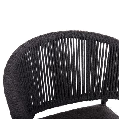 ALUMINUM DINING CHAIR STELLAR SM6320.02 ANTHRACITE FRAME & CUSHION-NATURAL ROPE 64,5x60x78,5Hcm