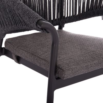 ALUMINUM DINING CHAIR STELLAR SM6320.02 ANTHRACITE FRAME & CUSHION-NATURAL ROPE 64,5x60x78,5Hcm