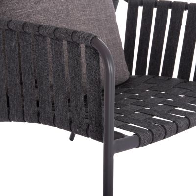ALUMINUM ARMCHAIR STUNNER SM6323.02 ANTHRACITE FRAME-STRAP ROPE-CUSHIONS 95x106x165Hcm.