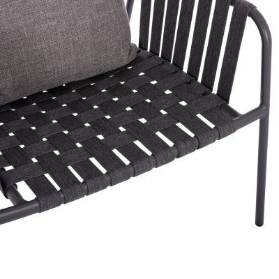 ALUMINUM ARMCHAIR STUNNER SM6323.02 ANTHRACITE FRAME-STRAP ROPE-CUSHIONS 95x106x165Hcm.