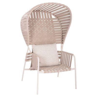 ALUMINUM ARMCHAIR STUNNER SM6323 IVORY FRAME & CUSHIONS WITH BEIGE STRAP ROPE 95x106x165Hcm.