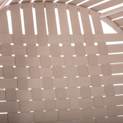 ALUMINUM ARMCHAIR STUNNER SM6323 IVORY FRAME & CUSHIONS WITH BEIGE STRAP ROPE 95x106x165Hcm.