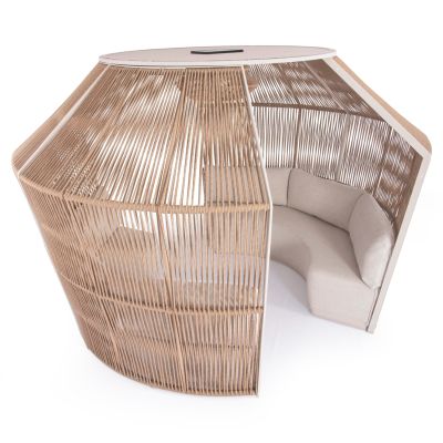 GAZEBO-ROUND TABLE LOUNGE SET SERIES DIAMOND SM21074 IVORY ALUMINUM-TWIST WICKER BEIGE 302x333x222H