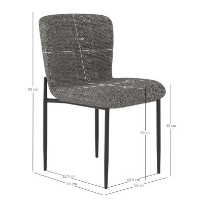 ΚΑΡΕΚΛΑ ΤΡΑΠΕΖΑΡΙΑΣ OBSESSION SM18101.02 ΓΚΡΙ ΥΦΑΣΜΑ-ΜΕΤΑΛΛΟ ΜΑΥΡΟ 52.5x63x79Υεκ