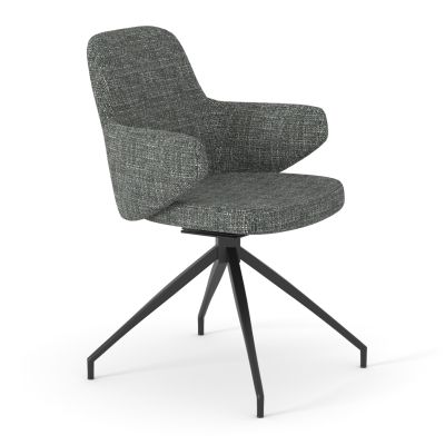 Swiveling Dining Chair Dominion SM18104.02 Light Grey fabric-Metal legs in Black 58x60x87Hcm.