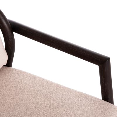 ARMCHAIR PRISTINE SM9964 MAHOGANY WOOD IN BLACK-ROPE-CREAM WHITE CUSHION 70x77x71,5Hcm.