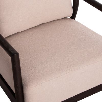 ARMCHAIR PRISTINE SM9964 MAHOGANY WOOD IN BLACK-ROPE-CREAM WHITE CUSHION 70x77x71,5Hcm.