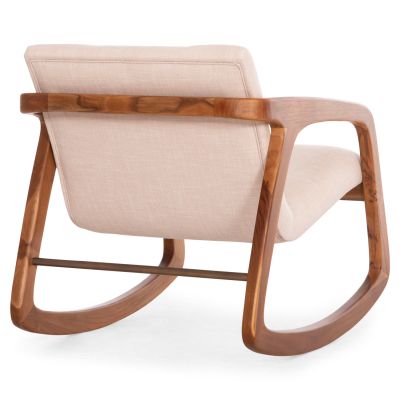 ROCKING CHAIR ROCKER SM9965 TEAK WOOD IN NATURAL-BEIGE FABRIC 61x87x73Hcm.