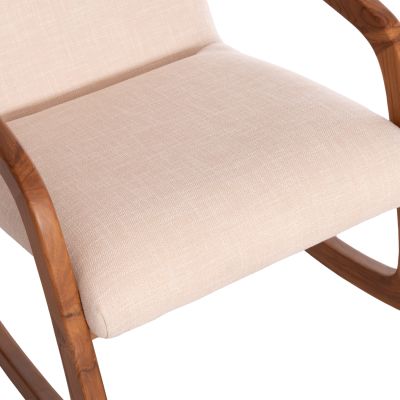 ROCKING CHAIR ROCKER SM9965 TEAK WOOD IN NATURAL-BEIGE FABRIC 61x87x73Hcm.