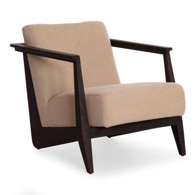 ARMCHAIR CYNTHIA SM9966 MAHOGANY WOOD IN BLACK-CREAM WHITE CUSHIONS 65x75x60Hcm.