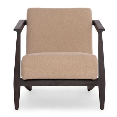 ARMCHAIR CYNTHIA SM9966 MAHOGANY WOOD IN BLACK-CREAM WHITE CUSHIONS 65x75x60Hcm.