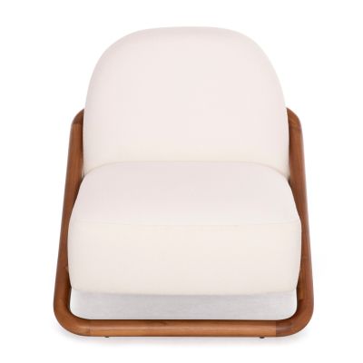 ARMCHAIR LOUNGE RAMROD SM9967 TEAK WOOD IN NATURAL-CREAM WHITE BOUCLE 75x87x79Hcm.