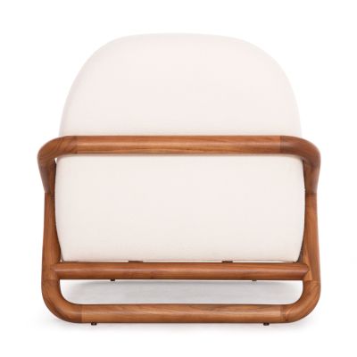 ARMCHAIR LOUNGE RAMROD SM9967 TEAK WOOD IN NATURAL-CREAM WHITE BOUCLE 75x87x79Hcm.