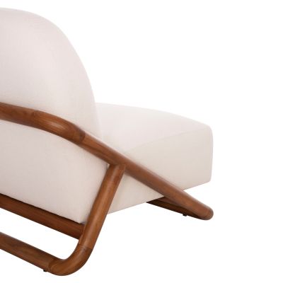 ARMCHAIR LOUNGE RAMROD SM9967 TEAK WOOD IN NATURAL-CREAM WHITE BOUCLE 75x87x79Hcm.