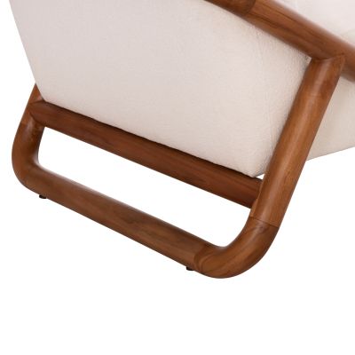 ARMCHAIR LOUNGE RAMROD SM9967 TEAK WOOD IN NATURAL-CREAM WHITE BOUCLE 75x87x79Hcm.
