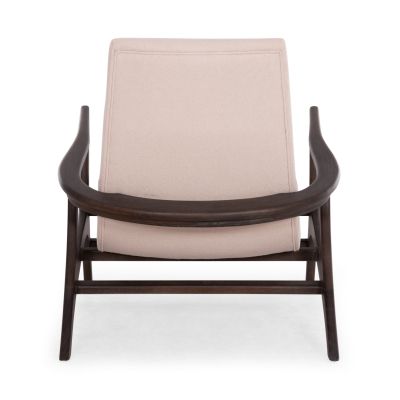 ARMCHAIR LOUNGE ARYA SM9969 TEAK WOOD IN BLACK-CREAM WHITE BOUCLE FABRIC 79x88x83Hcm.