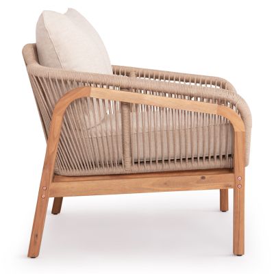 OUTDOOR LOUNGE ARMCHAIR OASIS SM6226 ACACIA WOOD-ALUMINUM & ROPE BEIGE 92x80x71.5-82Hcm.