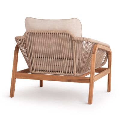 OUTDOOR LOUNGE ARMCHAIR OASIS SM6226 ACACIA WOOD-ALUMINUM & ROPE BEIGE 92x80x71.5-82Hcm.