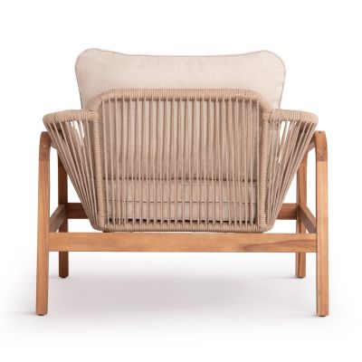 OUTDOOR LOUNGE ARMCHAIR OASIS SM6226 ACACIA WOOD-ALUMINUM & ROPE BEIGE 92x80x71.5-82Hcm.