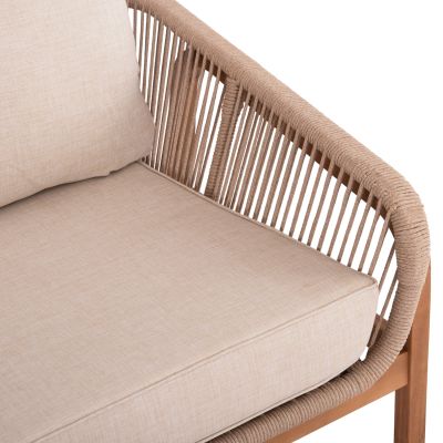 OUTDOOR LOUNGE ARMCHAIR OASIS SM6226 ACACIA WOOD-ALUMINUM & ROPE BEIGE 92x80x71.5-82Hcm.