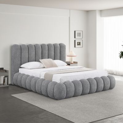 ΚΡΕΒΑΤΙ ΔΙΠΛΟ ΜΕ ΑΠΟΘ.ΧΩΡΟ BUBBLE SM727.01 ΓΚΡΙ CHENILLE ΥΦΑΣΜΑ--ΣΤΡΩΜΑ 160x200εκ