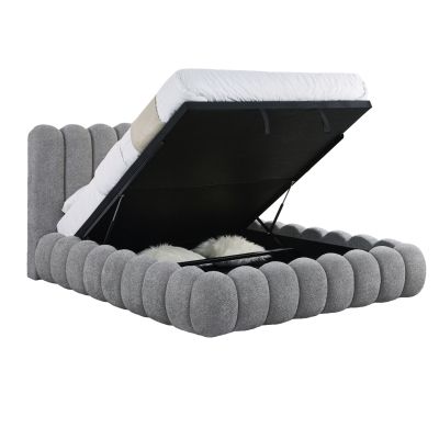 ΚΡΕΒΑΤΙ ΔΙΠΛΟ ΜΕ ΑΠΟΘ.ΧΩΡΟ BUBBLE SM727.01 ΓΚΡΙ CHENILLE ΥΦΑΣΜΑ--ΣΤΡΩΜΑ 160x200εκ