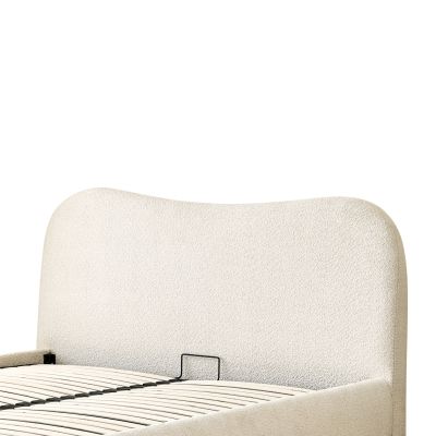 ΚΡΕΒΑΤΙ ROYA SM734.03 ΜΠΕΖ ΜΠΟΥΚΛΕ ΥΦΑΣΜΑ & ΑΠΟΘ.ΧΩΡΟΣ-- ΓΙΑ ΣΤΡΩΜΑ 160x200εκ