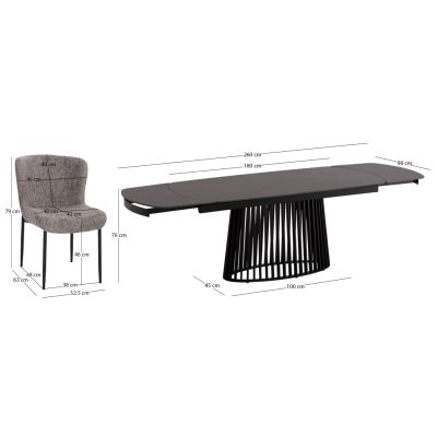 ΣΕΤ ΤΡΑΠΕΖΑΡΙΑΣ 7ΤΜΧ MEMNON SM21243 ΚΕΡΑΜΙΚΟ TOP--ΓΚΡΙ ΥΦΑΣΜΑ