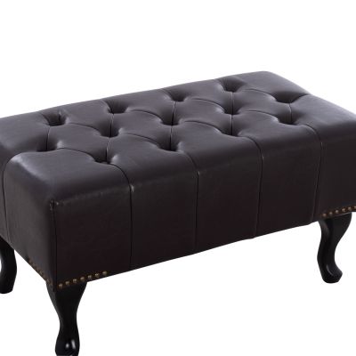 Tambour Табуретка за крака T.chesterfield Emma - PU тъмнокафява 