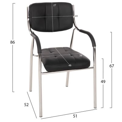 Конферентен офис стол OBERON HM1018.01 Черен PU 54x52x87Ηcm