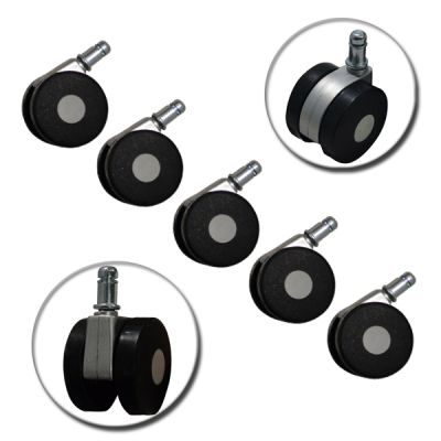 Резервни колелца за офис стол специален черно-сребрист комплект 5 части