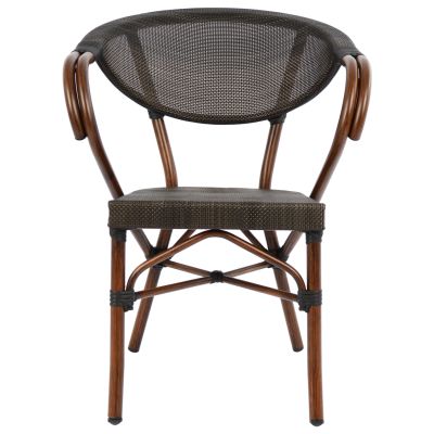 Armchair Aluminum Bamboo Look Brown with textline HM5025 60,5x59x81Η cm