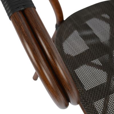 Armchair Aluminum Bamboo Look Brown with textline HM5025 60,5x59x81Η cm