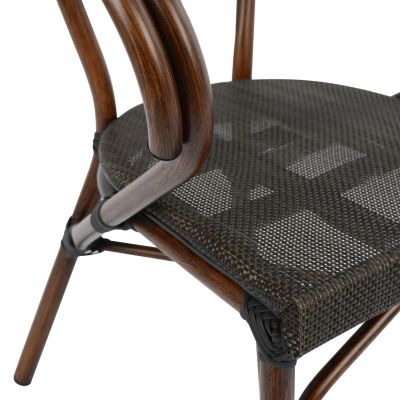 Armchair Aluminum Bamboo Look Brown with textline HM5025 60,5x59x81Η cm