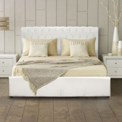 Bed Mone HM321.02 Chesterfield-style storage space White PUcm