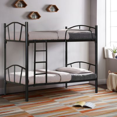 Bed Bunk metallic Floor HM328.01 Black 90x190 cm