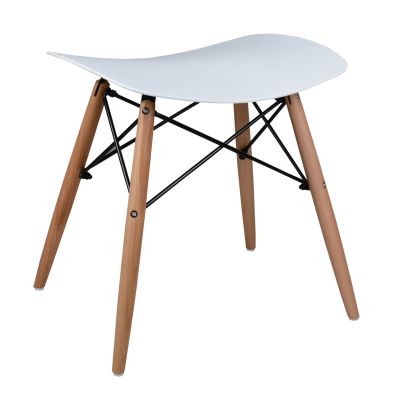 Табуретка с дървени крака Tonia HM0109.01 Бяла 47x34.5x46.5см