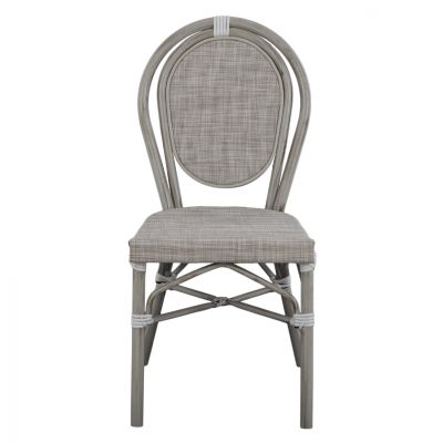 Aluminum chair Bamboo Look Patina Grey with textline 45x57x88 cm HM5109