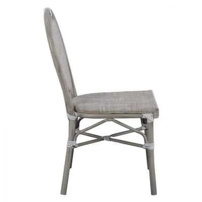 Aluminum chair Bamboo Look Patina Grey with textline 45x57x88 cm HM5109