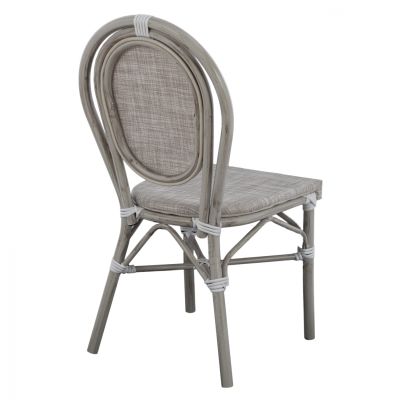 Aluminum chair Bamboo Look Patina Grey with textline 45x57x88 cm HM5109